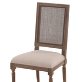 Linen & Oak - Caned Back Side Chair - Dark Brown / Beige
