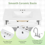 Bathroom Vanity With Sink, Flip-Out Top Drawer, Soft Close Doors, 2 Storage Drawers