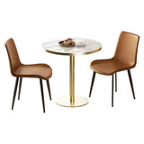 Round Bistro Table - Gold / White