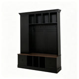 Hall Tree With Shoe Storage Bench, Entryway Coat Rack With 5 Hooks