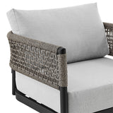 Felicia - And Argiope 3 Piece Patio Outdoor Swivel Seating Set - Black Aluminum With Gray Rope And Cushions