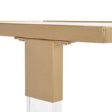 Glass Top C Shape Square Table With Metal Base For Living Room