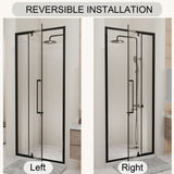 Semi Frameless Pivot Hinged Shower Door, Reversible Design