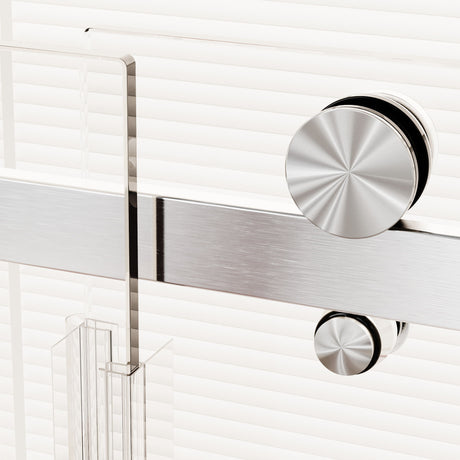 Frameless Single Sliding Shower Doors, 5 / 16" Sgcc Tempered Glass, Reversible - Brushed Nickel