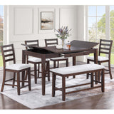 Cushion Padded Seat Counter Height Dining Bench - Walnut