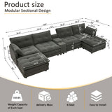Oversized Modular Sectional Sofa With Multi Functional Console