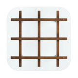 35 Inch Square Tempered Glass Coffee Table with Grid Wood Frame - Coffee Tables available at Alpine Outlets in Denver