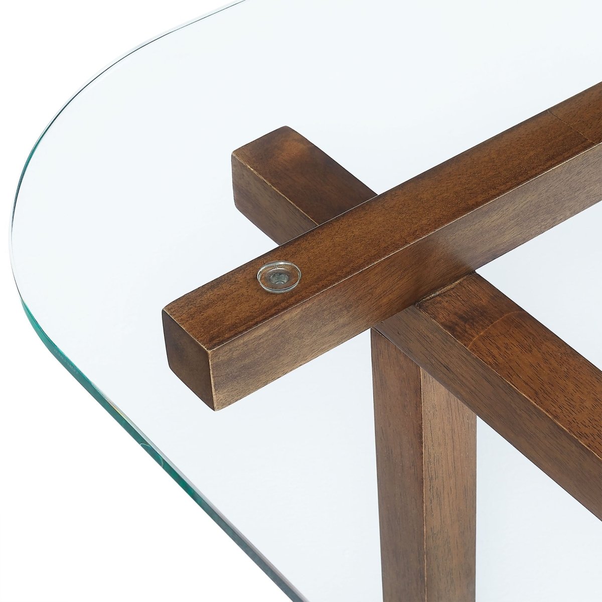 35 Inch Square Tempered Glass Coffee Table with Grid Wood Frame - Coffee Tables available at Alpine Outlets in Denver