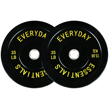 35 lbs Pair BalanceFrom Olympic Bumper Plate Weight Plate with Steel Hub, Black - Alpine Outlets