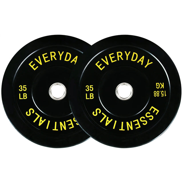 35 lbs Pair BalanceFrom Olympic Bumper Plate Weight Plate with Steel Hub, Black - available at Alpine Outlets in Denver