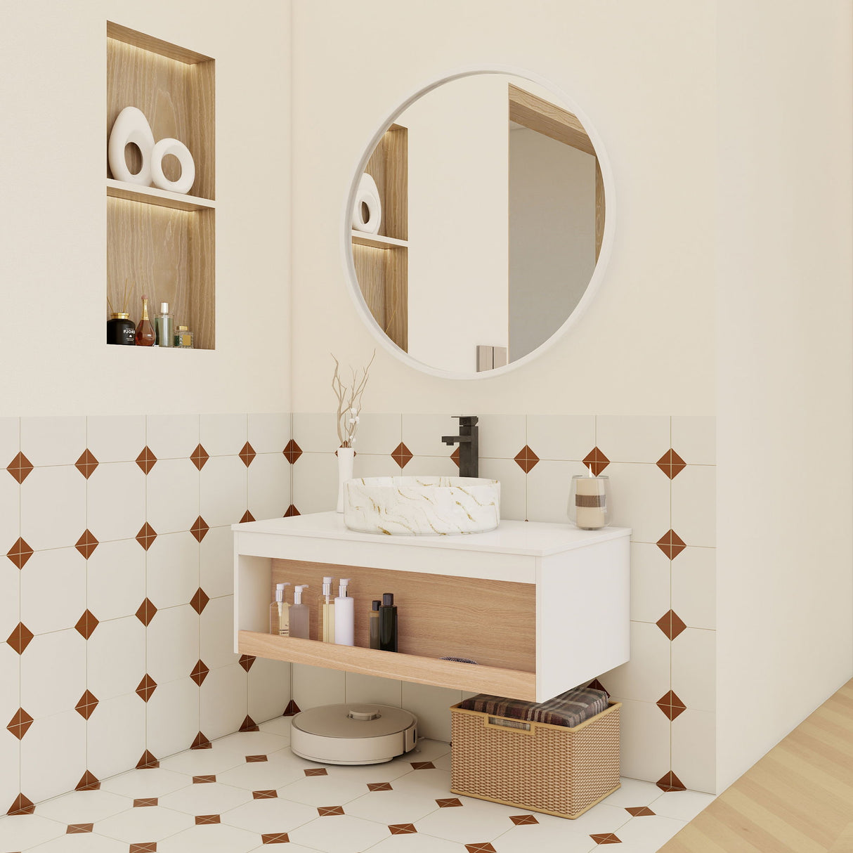 Floating Bathroom Vanity With Vessel Sink
