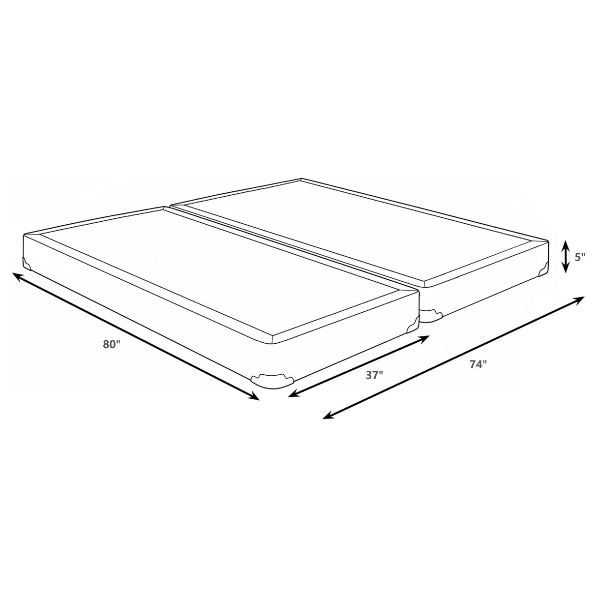 Mercer 5-inch Split Eastern King Low Profile Foundation, Grey