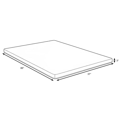 Cascade 3-Inch Twin XL Cool Memory Foam Mattress Topper
