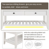 Multipurpose Entryway Shoe Rack With Cushioned Seat And Drawers