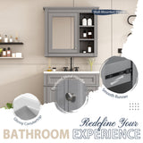 Bathroom Vanity With Top Sink, Freestanding Storage Cabinet With 2 Doors And 3 Drawers, Mirror Cabinet Included - Gray