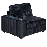 6 Piece Modular U Sectional Sofa Set With USB Cup Holder, Low Leg - Black