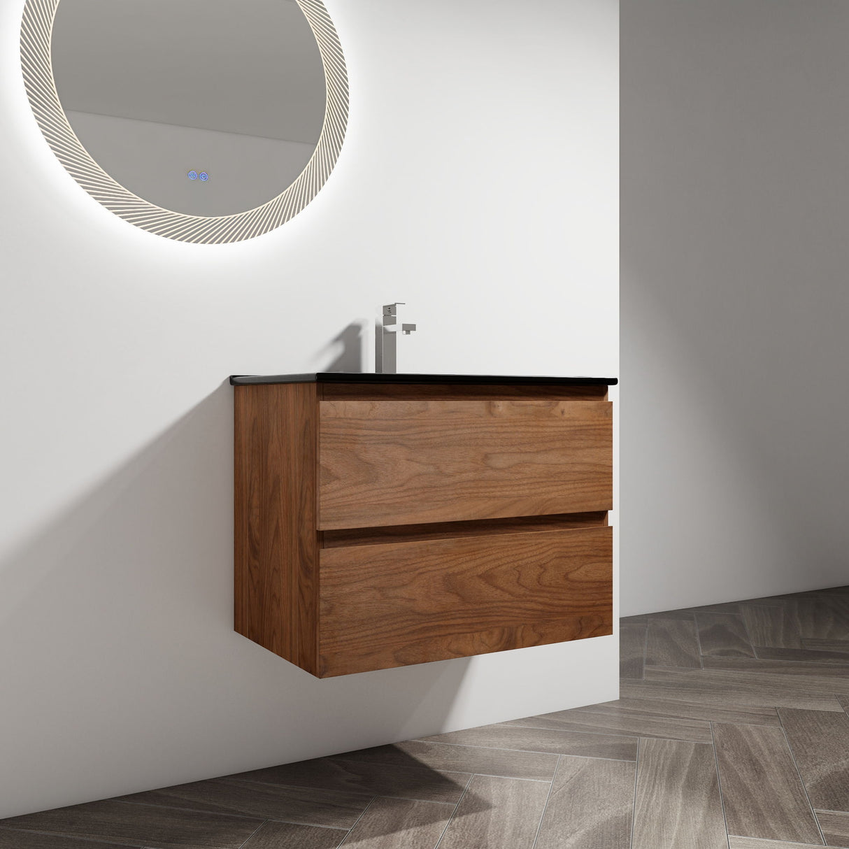 Wall Mounted Bathroom Vanity With Sink, 2 Soft Close Drawers