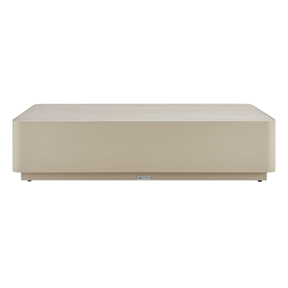 Pavilion - Powder Coated Metal Rectangle Outdoor Coffee Table With Sintered Stone Table Top - Natural