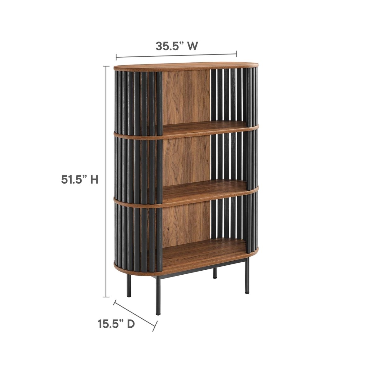 35.5" Three - Tier Display Cabinet Bookshelf with Timber Style Strips - Bookcases available at Alpine Outlets in Denver