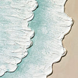 Framed Ocean Wave Wall Art, Textured Canvas Painting, Beach Decor For Living Room (Set of 2) - Aqua Blue