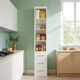 Tall Storage Cabinet With 3 Drawers For Bedroom - White
