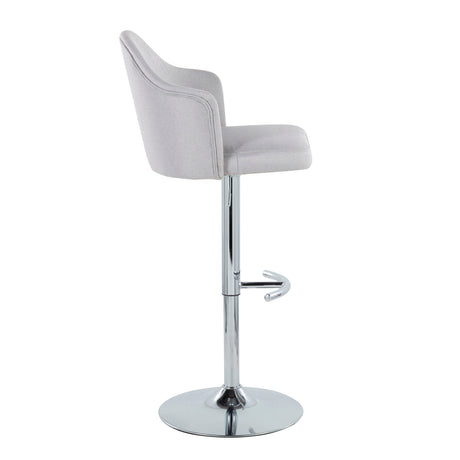 Ahoy - Contemporary Adjustable Barstool With Swivel With Rounded T Footrest (Set of 2) - Gray