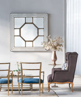 Antique Style Decorative Square Wall Mirror With Mirrored Frame, Wall Decor For Living Room Entryway, Console Lean Against Wall - Silver - Wall Mirrors - Alpine Outlets