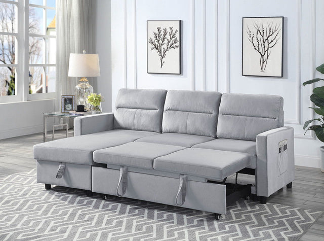 Ivy - Velvet Reversible Sleeper Sectional Sofa With Storage Chaise And Side Pocket - Sleeper Sectionals - Alpine Outlets
