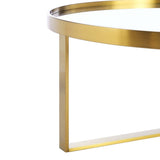 36 Inch Brushed Gold Round Glass Coffee Table - Coffee Tables available at Alpine Outlets in Denver