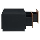 36 Inch Modern Plinth Base Coffee Table with Push - to - Open Drawers in Black Walnut - Coffee Tables available at Alpine Outlets in Denver