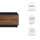 36 Inch Modern Plinth Base Coffee Table with Push - to - Open Drawers in Black Walnut - Coffee Tables available at Alpine Outlets in Denver