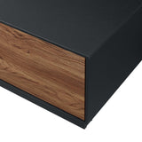 36 Inch Modern Plinth Base Coffee Table with Push - to - Open Drawers in Black Walnut - Coffee Tables available at Alpine Outlets in Denver