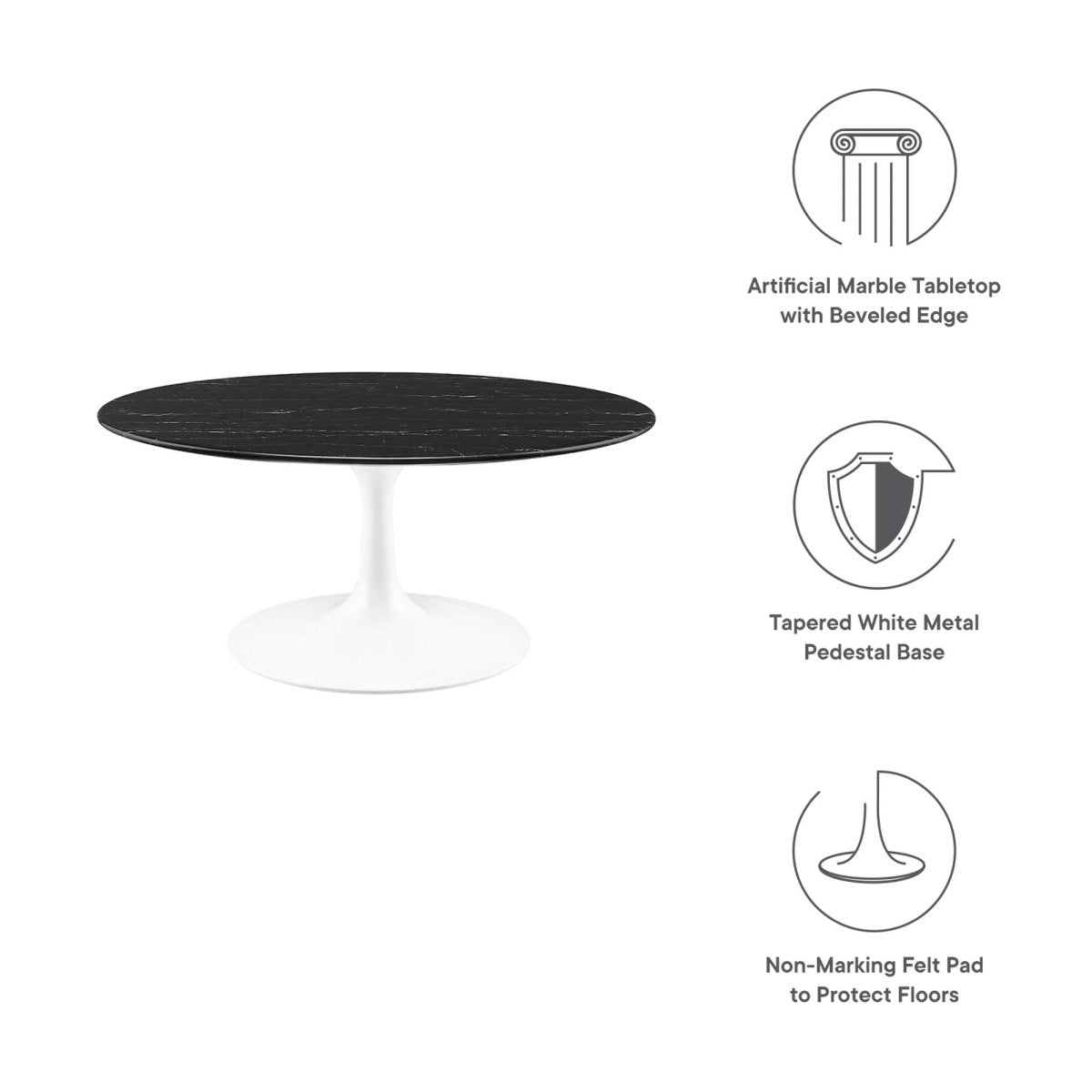 36 Inch Round Artificial Marble Pedestal Coffee Table - Coffee Tables available at Alpine Outlets in Denver