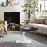 36 Inch Round Artificial Marble Pedestal Coffee Table - Coffee Tables available at Alpine Outlets in Denver