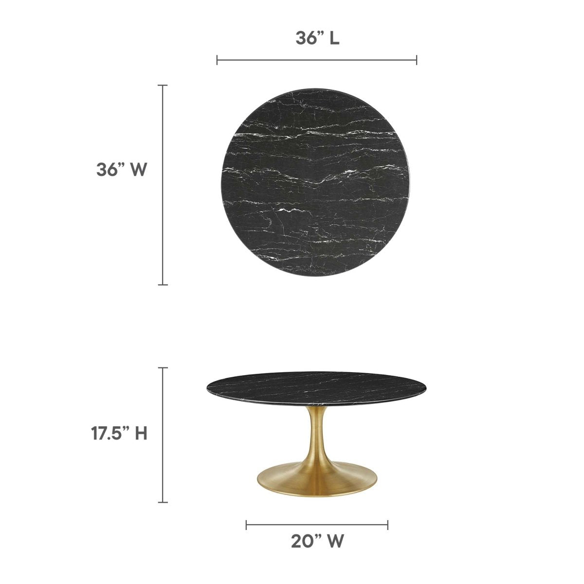 36 Inch Round Artificial Marble Pedestal Coffee Table - Coffee Tables available at Alpine Outlets in Denver