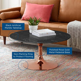 36 Inch Round Artificial Marble Pedestal Coffee Table - Coffee Tables available at Alpine Outlets in Denver