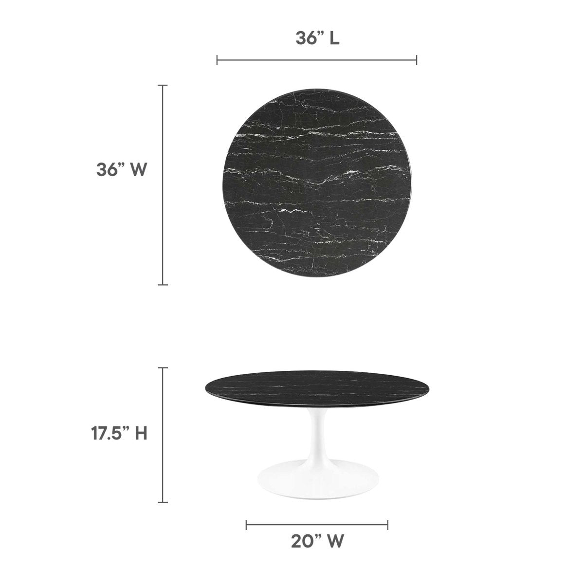 36 Inch Round Artificial Marble Pedestal Coffee Table - Coffee Tables available at Alpine Outlets in Denver