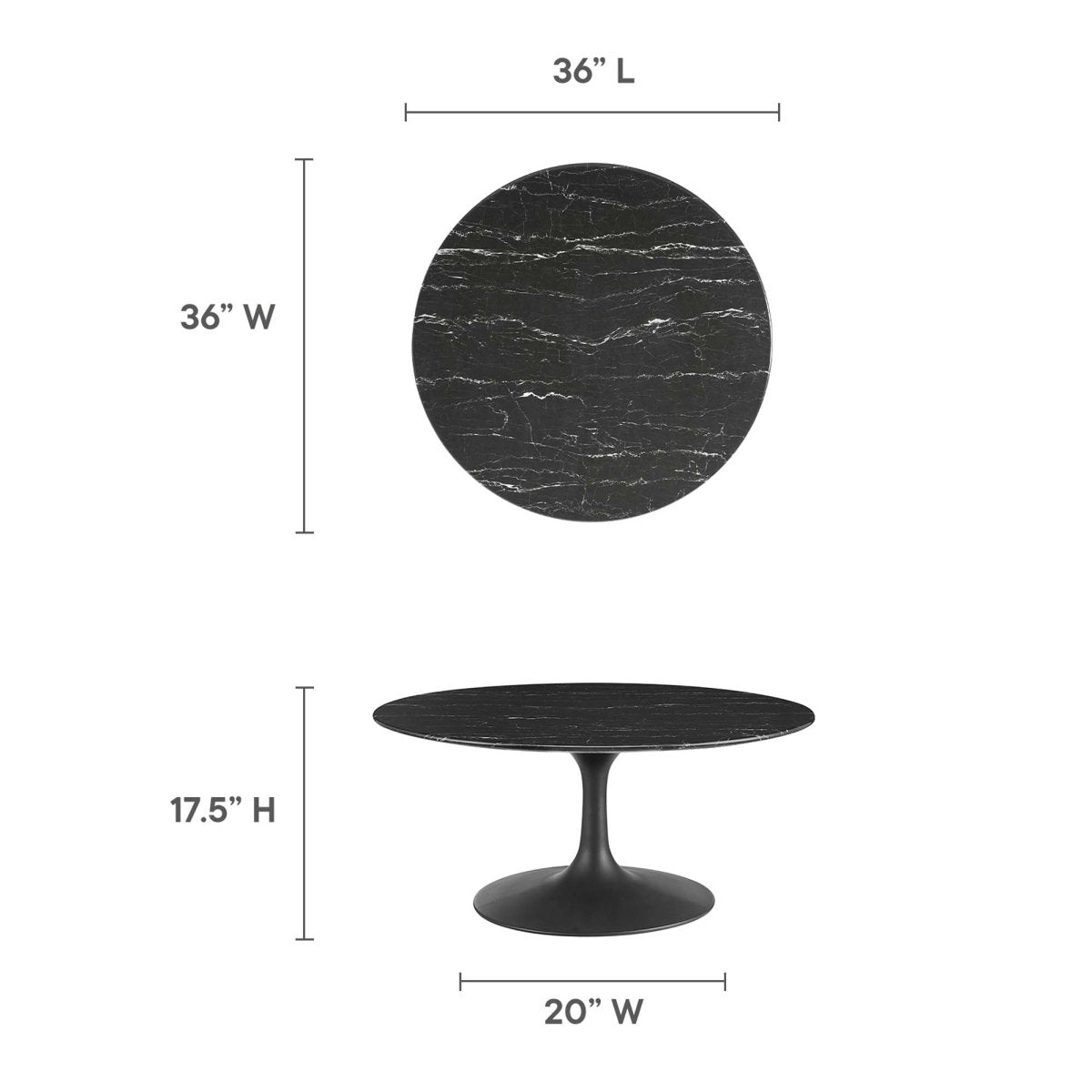 36 Inch Round Artificial Marble Pedestal Coffee Table - Coffee Tables available at Alpine Outlets in Denver