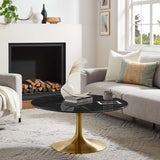 36 Inch Round Artificial Marble Pedestal Coffee Table - Coffee Tables available at Alpine Outlets in Denver