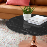 36 Inch Round Artificial Marble Pedestal Coffee Table - Coffee Tables available at Alpine Outlets in Denver