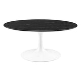 36 Inch Round Artificial Marble Pedestal Coffee Table - Coffee Tables available at Alpine Outlets in Denver