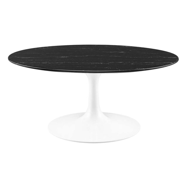 36 Inch Round Artificial Marble Pedestal Coffee Table - Coffee Tables available at Alpine Outlets in Denver