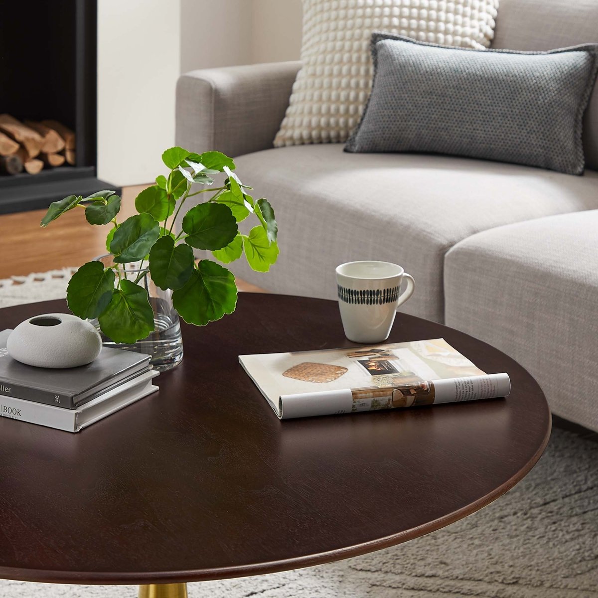 36 Inch Round Wood Pedestal Coffee Table - Coffee Tables available at Alpine Outlets in Denver