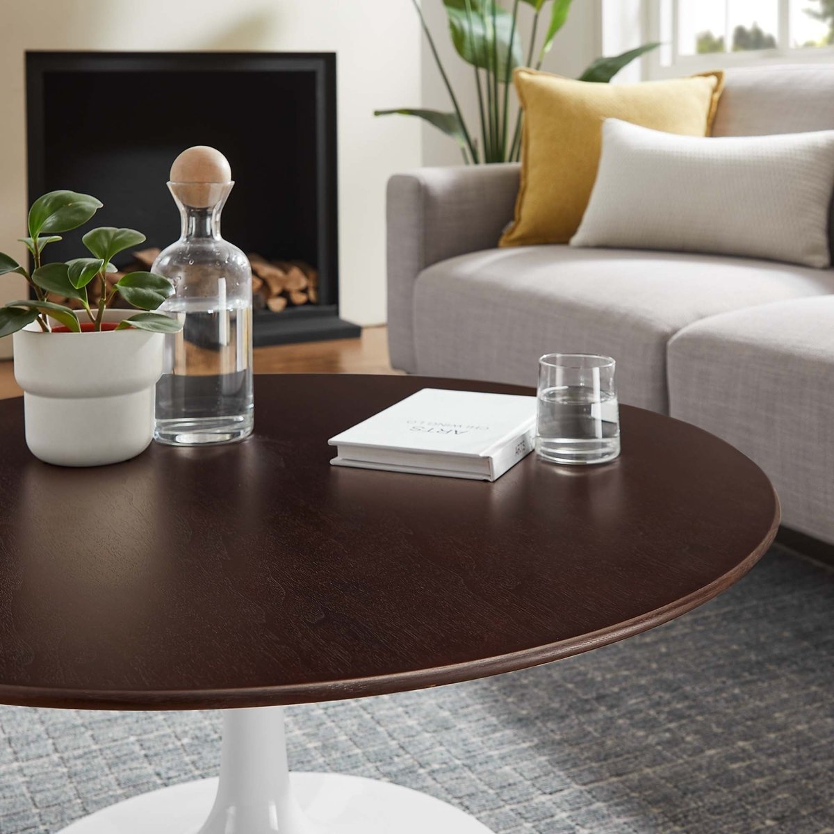 36 Inch Round Wood Pedestal Coffee Table - Coffee Tables available at Alpine Outlets in Denver