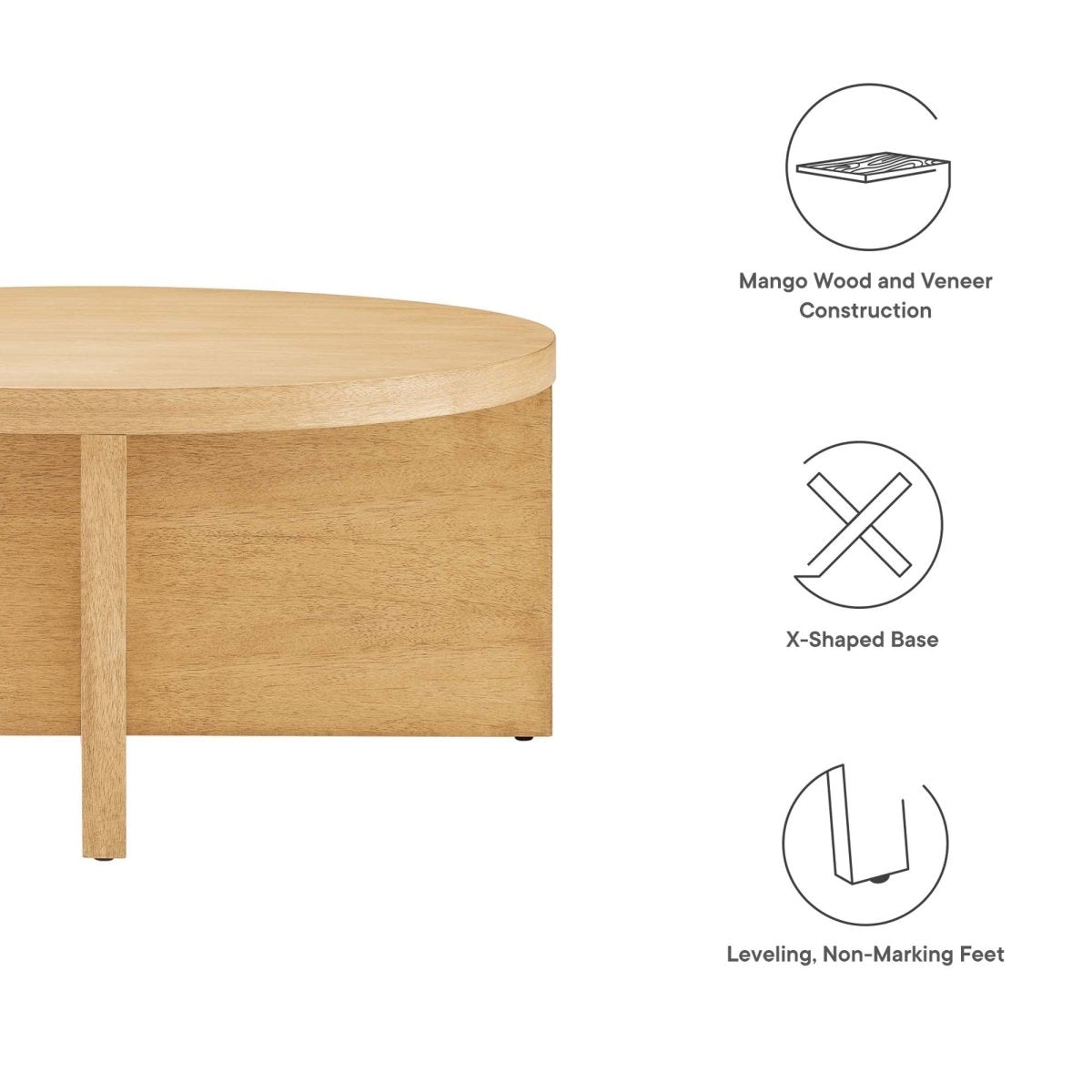 36 Inch Rustic Round Mango Wood Coffee Table - Coffee Tables available at Alpine Outlets in Denver