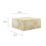 36 Inch Sophisticated Square Burl Wood Coffee Table - Coffee Tables available at Alpine Outlets in Denver