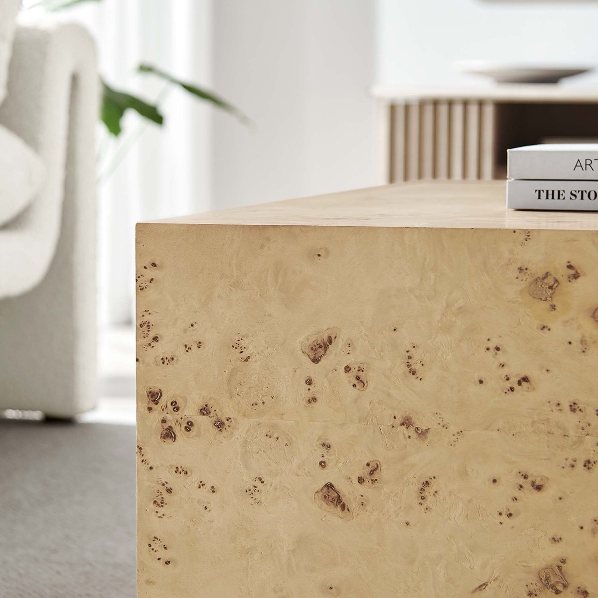 36 Inch Sophisticated Square Burl Wood Coffee Table - Coffee Tables available at Alpine Outlets in Denver