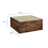 36 Inch Square Wood and Rattan Coffee Table with Glass Top in Walnut - Coffee Tables available at Alpine Outlets in Denver