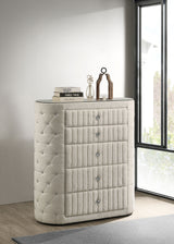 Sonya 5-Drawer Upholstered Chest of Drawers Ivory