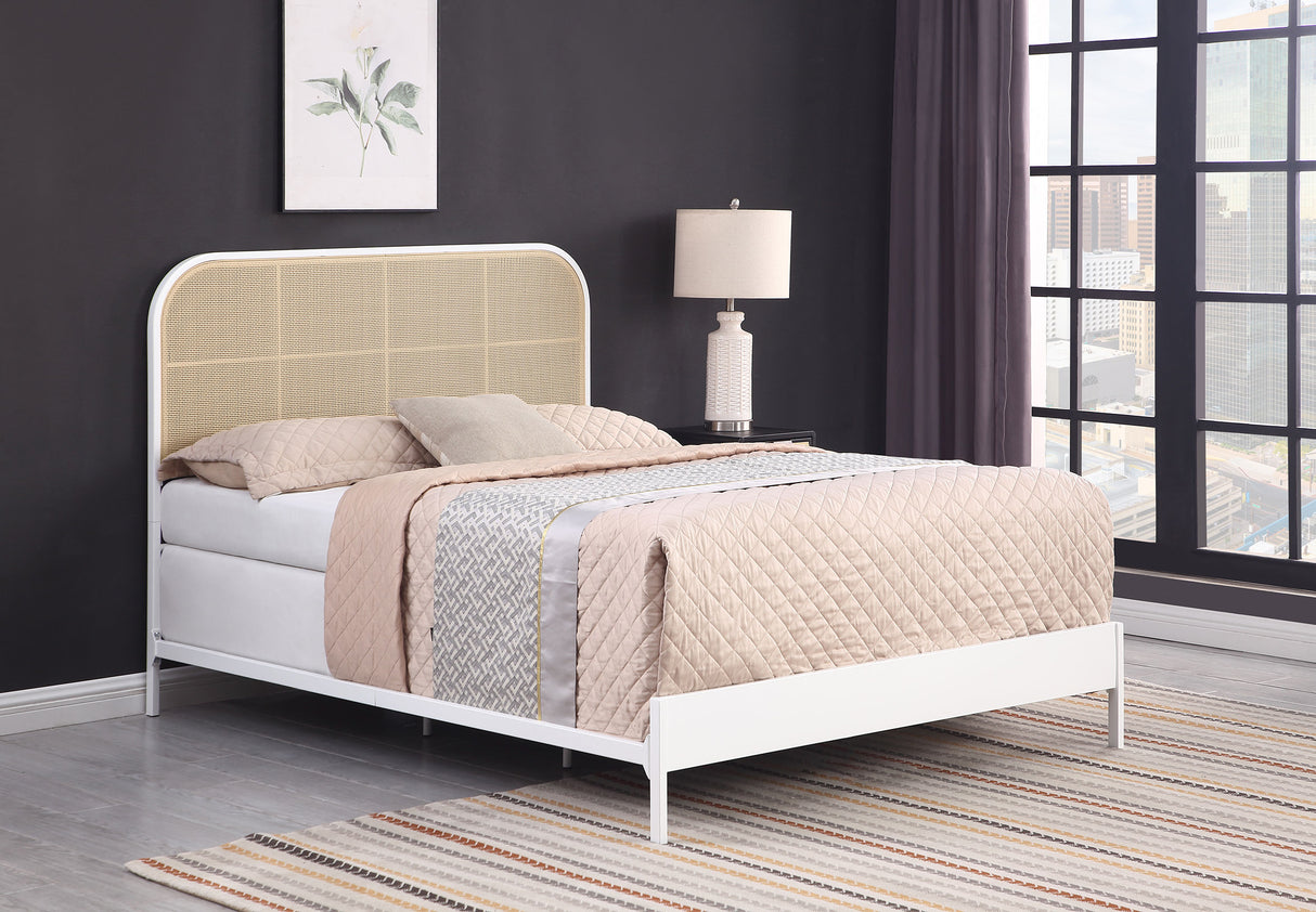 Amherst Radio Weave Rattan Metal Full Bed, White